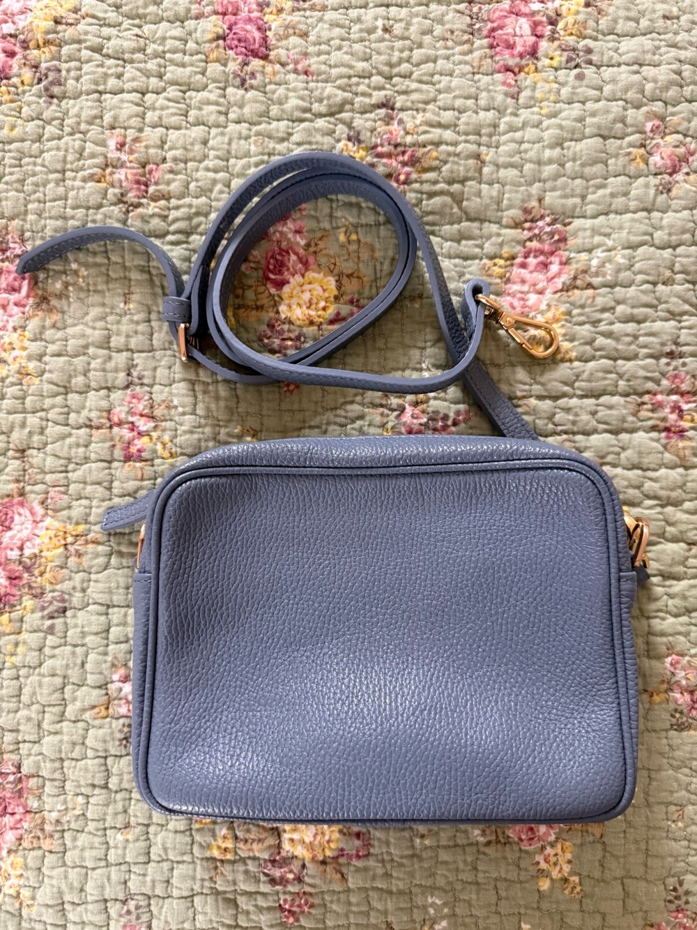 Light Blue Quince Italian Leather Crossbody Bag